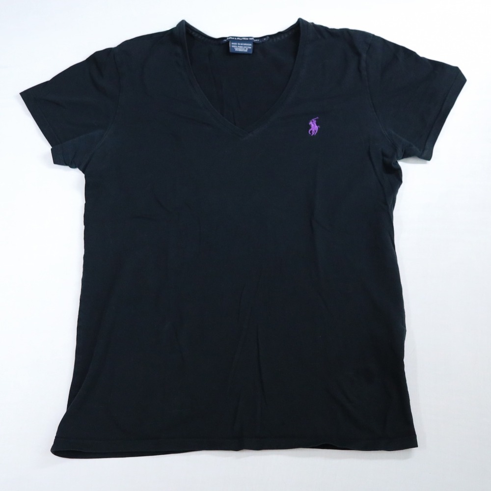 Vintage Y2K Ralph Lauren V-Neck T-Shirt Bundle Women S Black Pima Cotton Lot 2 - Picture 3 of 16